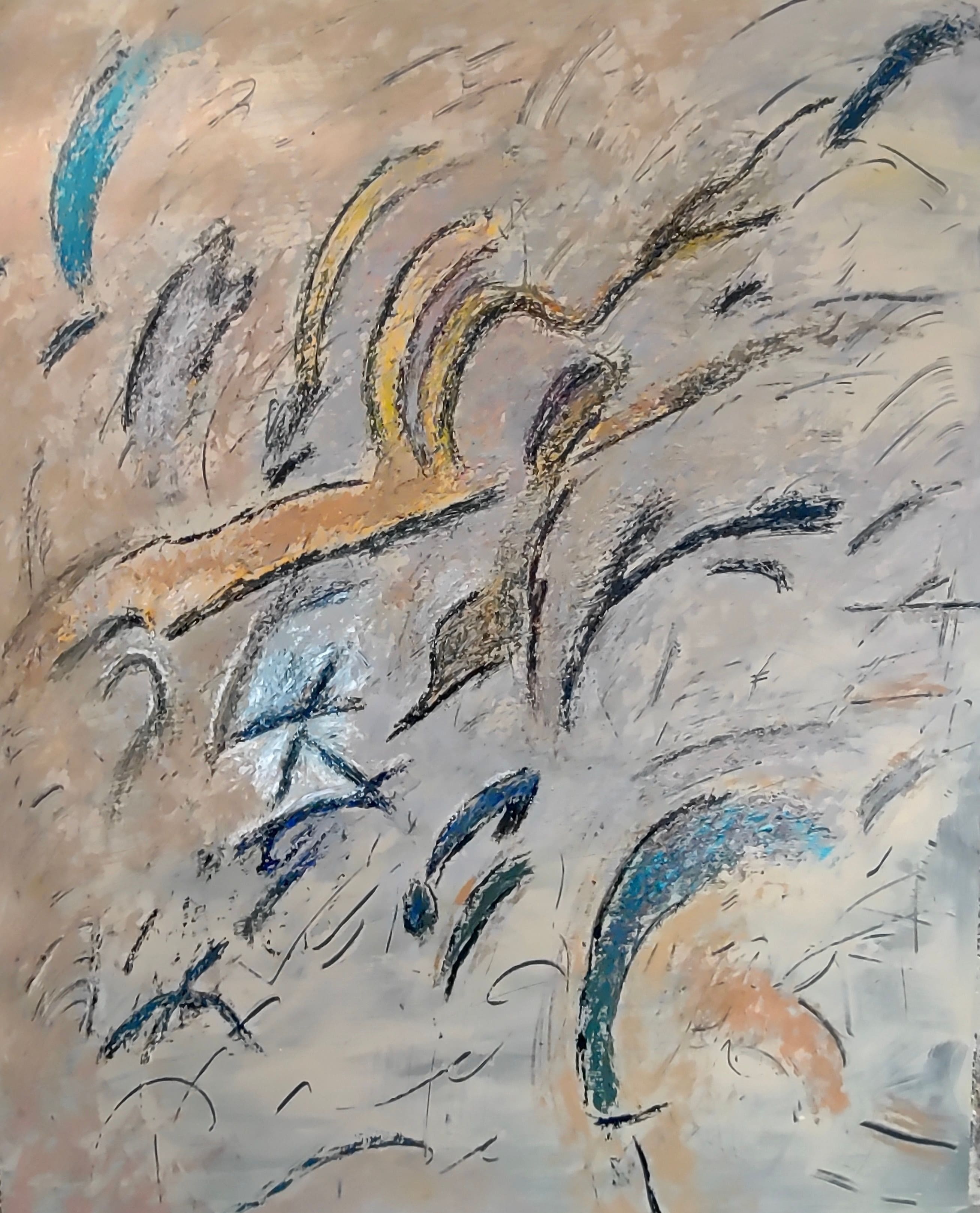 Abstract painting by SOterisSam Roussi, "Deep Cut Rising"