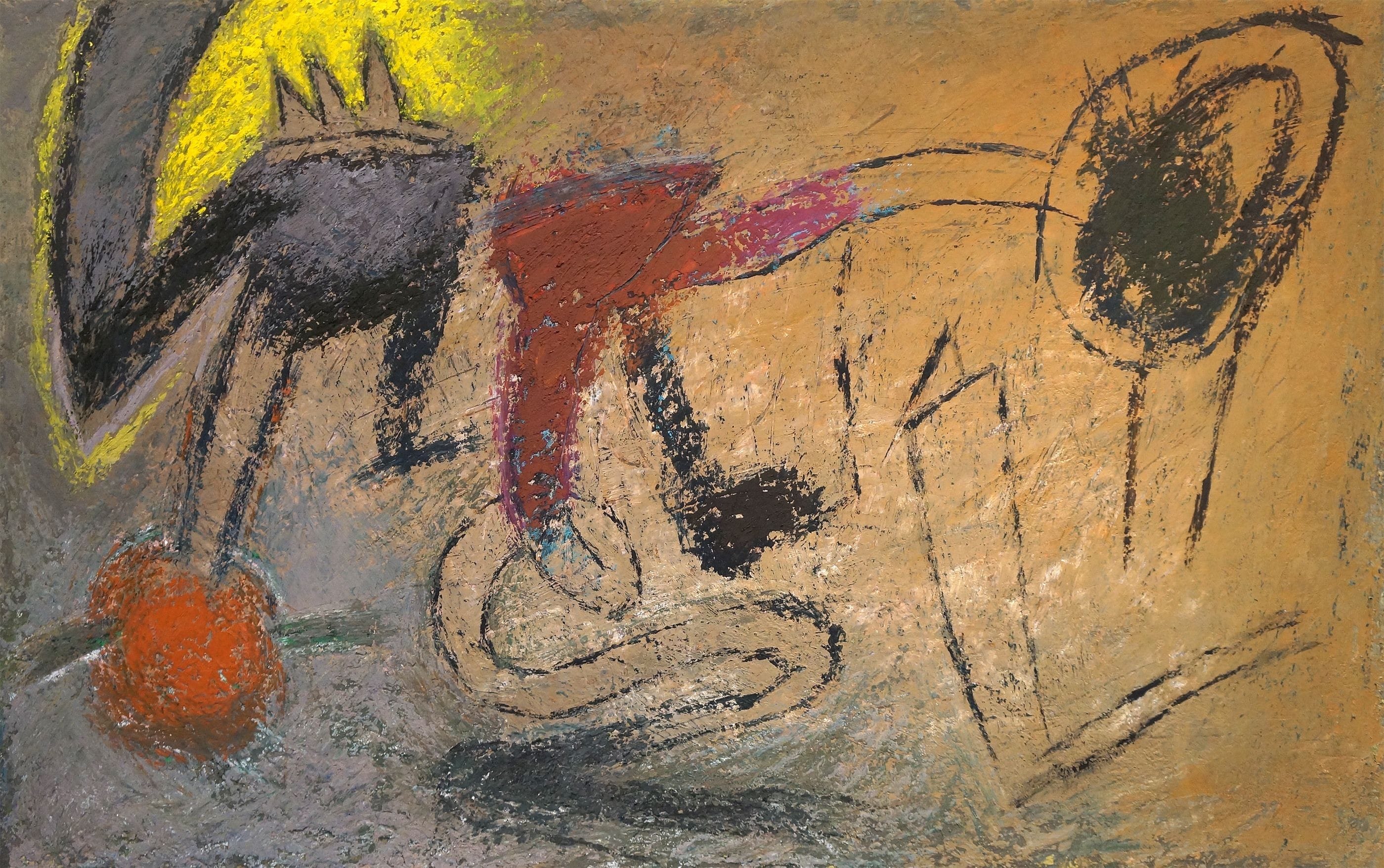 Abstract painting by Sam Roussi titled, "Erasmus Hazel Gluckman"