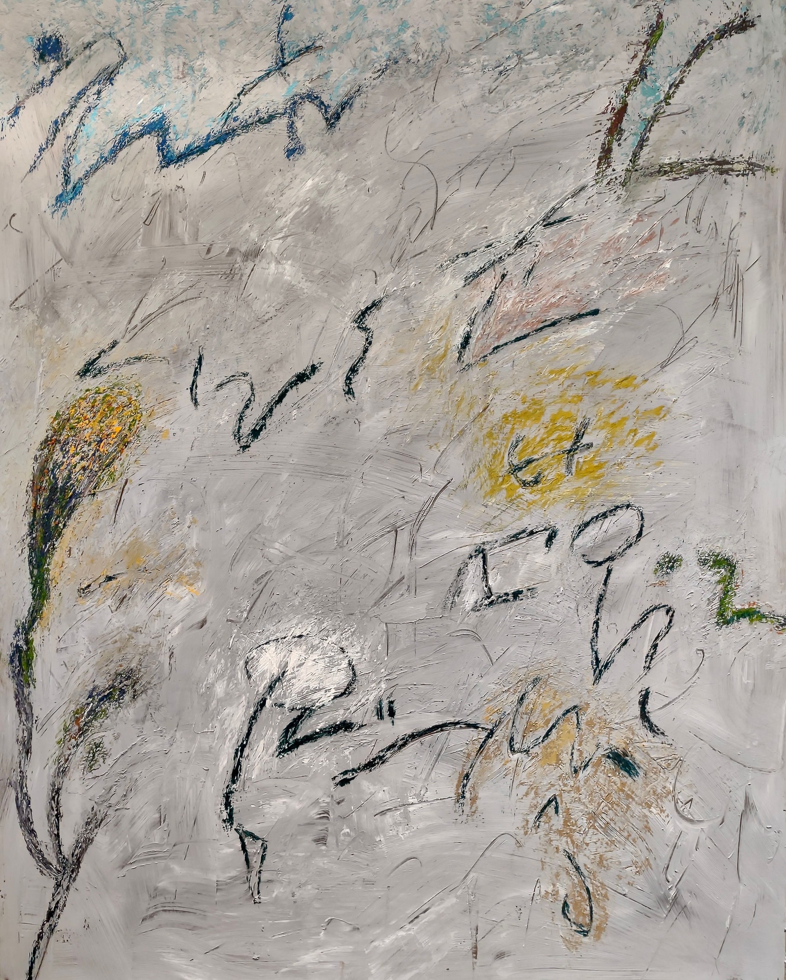 Abstract painting by Soteris Sam Roussi, "Not Good at Cutting Triangles"