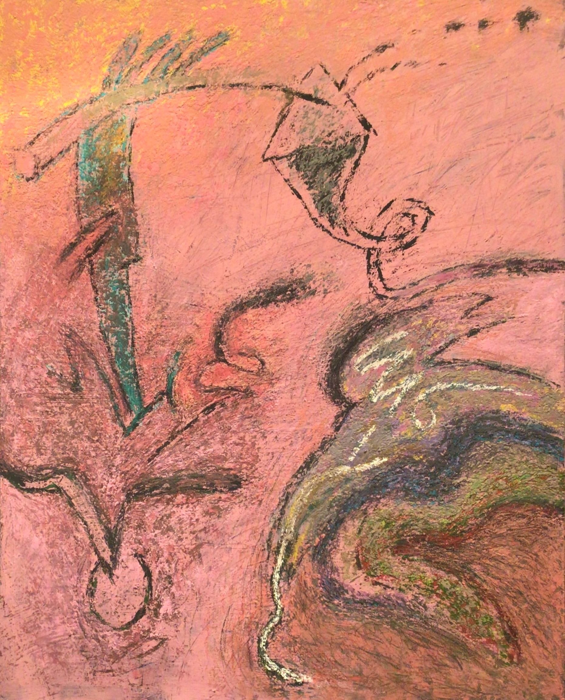 Abstract painting by Soteris Sam Roussi, "Pablo's Pony Wish"