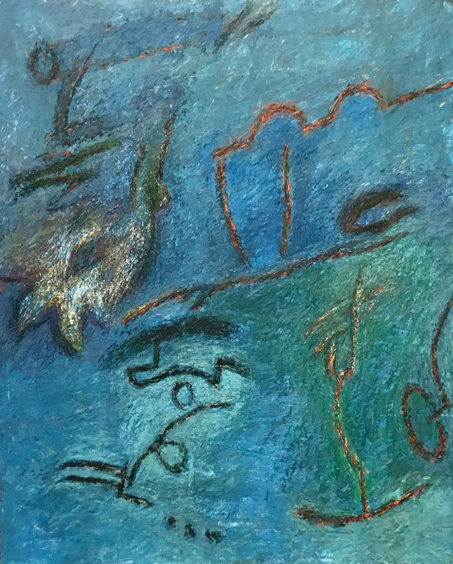 Abstract painting by Sam Roussi titled, "You Can't Push if You're Panting"