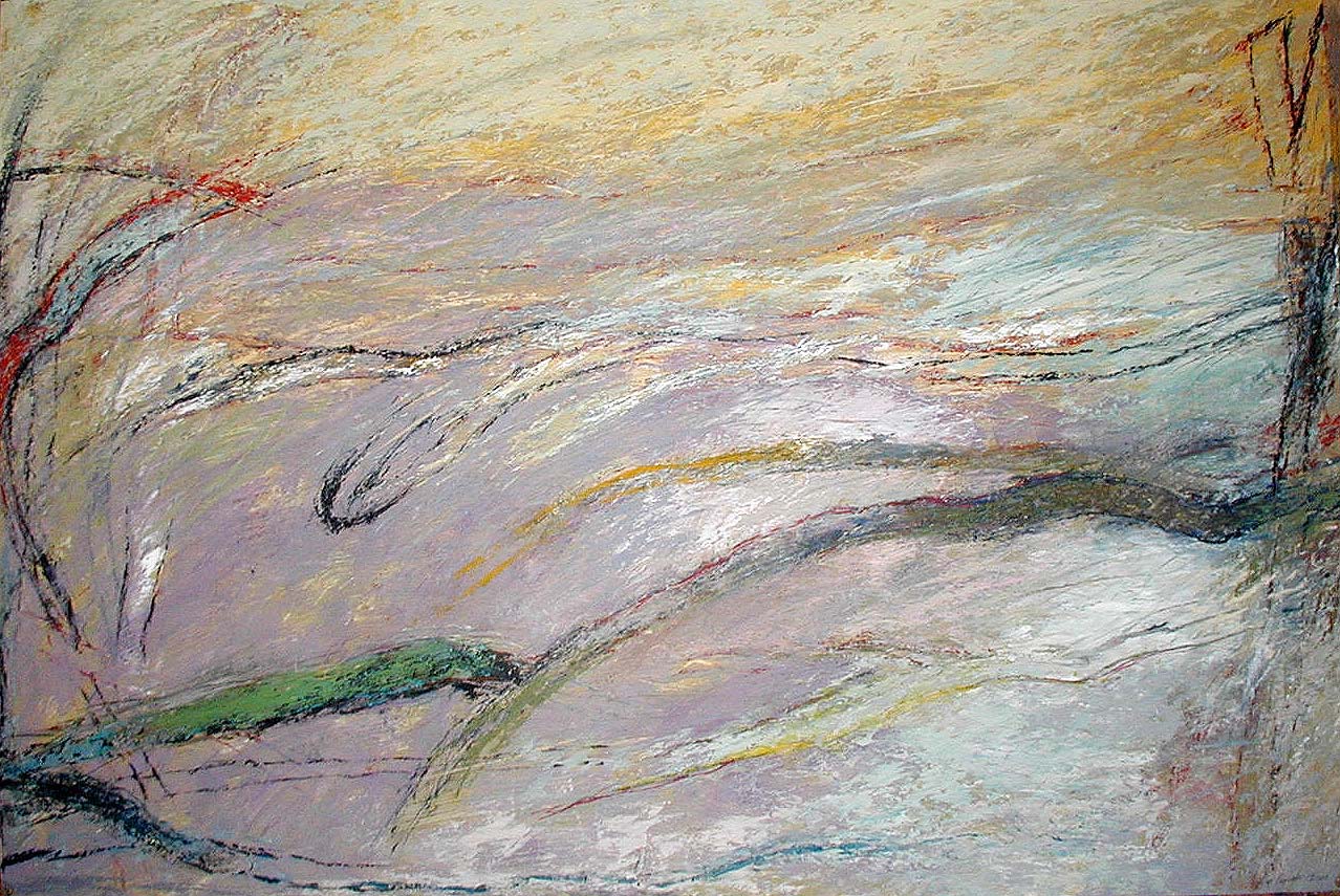 Abstract painting by Soteris Sam Roussi titled, "Running Fence #3"