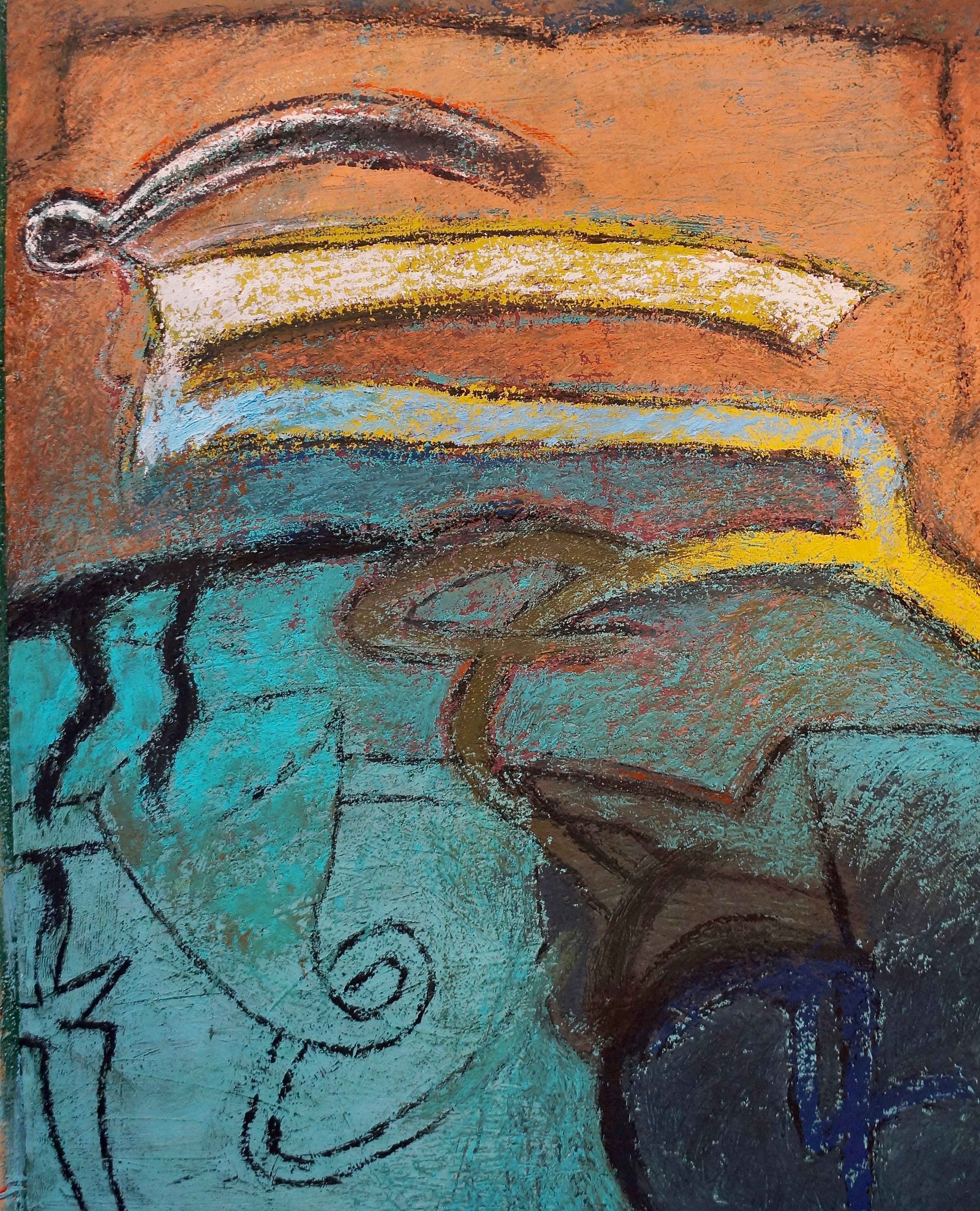 Abstract painting by Soteris Sam Roussi titled, "Strong Man's Hoard"